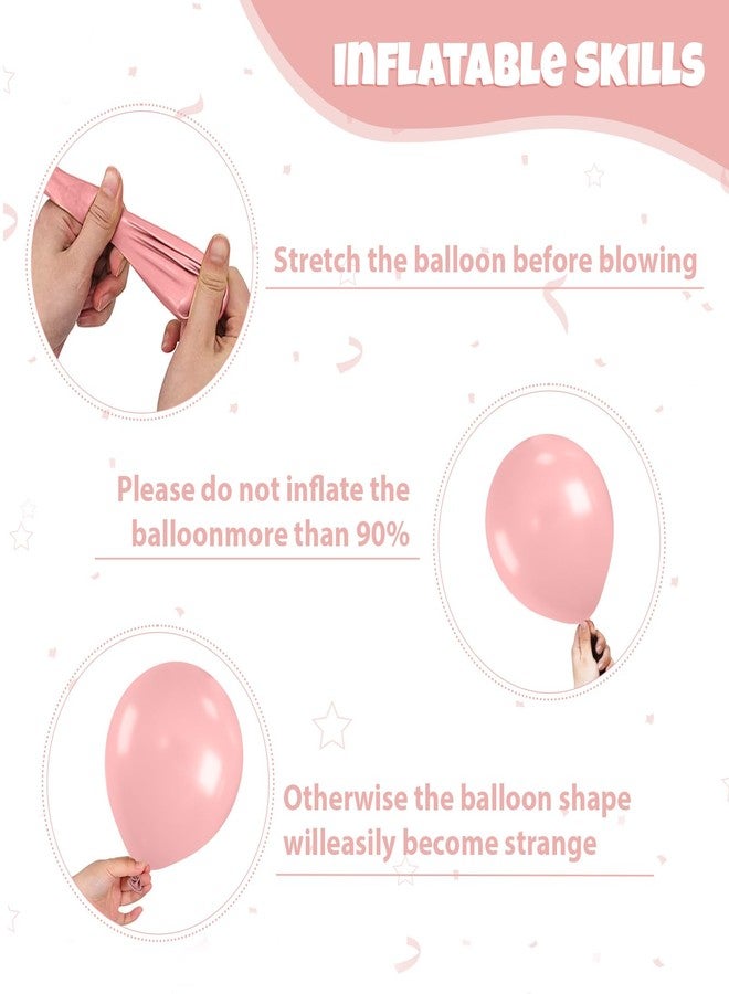 Biapian Pink and Gold Balloons, 50Pcs 12 Inch Retro Blush Pink Cream White Double Stuffed-pink Metallic Gold Confetti Boho Ballon for Birthday Bridal Shower Wedding Party Decorations - Image 2